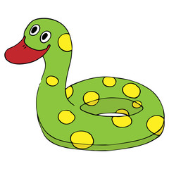 Vector illustration of a children's circle for swimming in the form of a duck. Children's lifebuoy.
