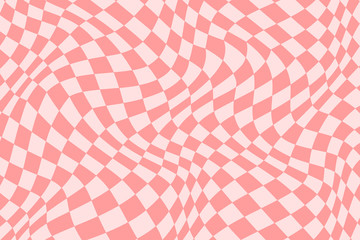Trendy wavy background. Vector illustration of checkered pattern with optical illusion - 304546275