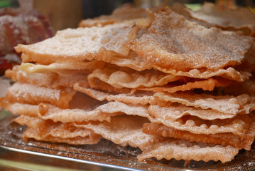 lyon bugnes. french pastry with sugar