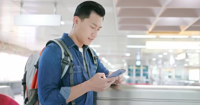 asian man use 5G smartphone