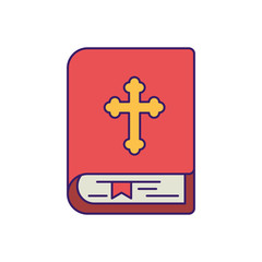 Obraz premium Isolated bible with cross fill vector design