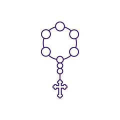 Isolated rosary with cross line vector design