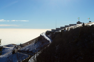 Monte grappa war memorial winter view, Italy