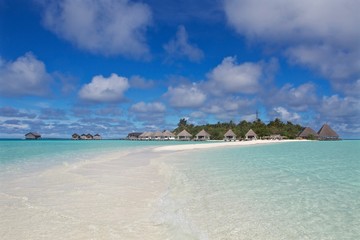 Maldives atoll seen from the sea. Maldives is one of the most luxury destination for beach holiday.