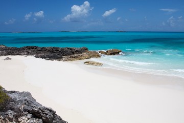 White sand beach and sea, Exuma, Bahamas 