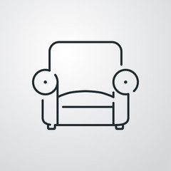 Icono plano lineal sillón clásico en fondo gris