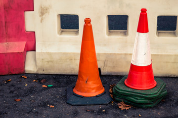 traffic cones on road