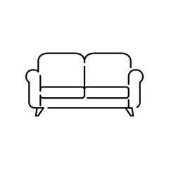 Icono plano lineal sofá en color negro