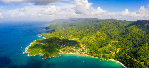 Aerial view of Tobago cays in St-Vincent and the Grenadines - Caribbean islands. Beautiful...