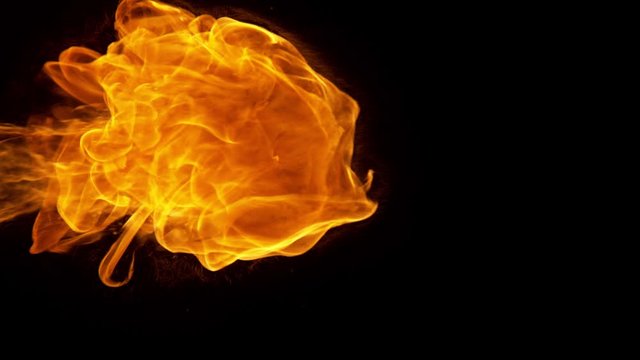 Super Slow Motion Shot of Fire Flame Isolated on Black Background at 1000fps.
