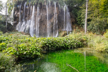 Fototapeta na wymiar Waterfall in Plitvice Lakes National Park