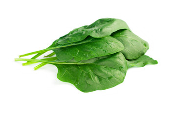 Leaf of green fresh spinach isolated on a white background. Healthy eating.Nutrition plan