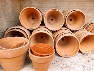 Plant pots stacked