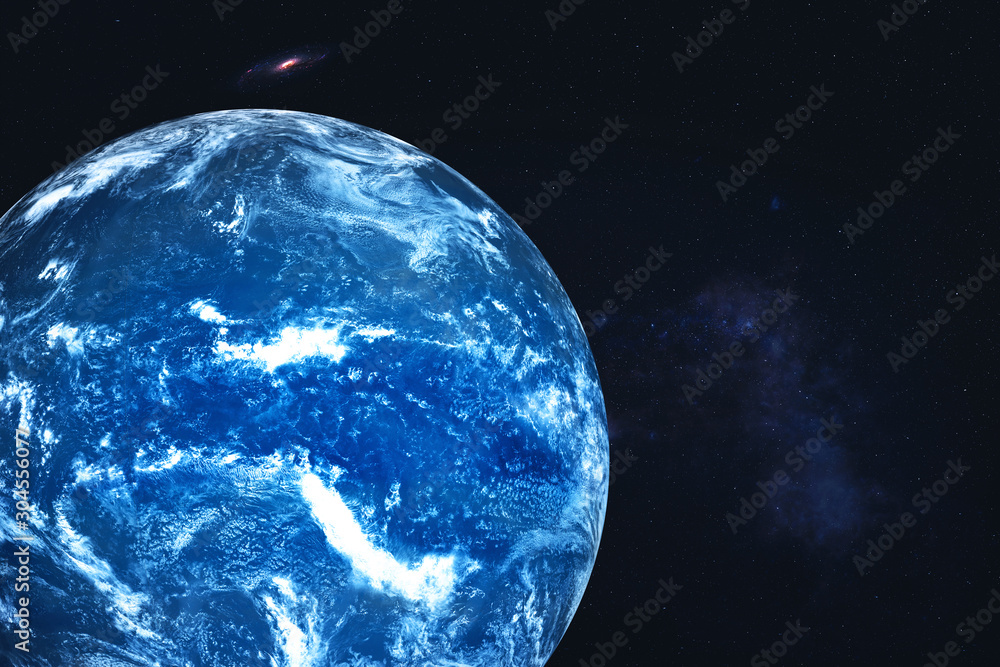 Canvas Prints neptune planet of solar system with white atmosphere with far galaxy on the background. twillight. b