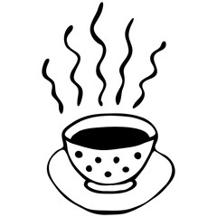 Cup of tea. Hand drawn vector illustration for design of wrapping paper, cards, posters, stickers, notebooks, textiles, dishes, cafes