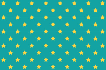 Cute seamless pattern: yellow stars with rounded corners on aquamarine background.