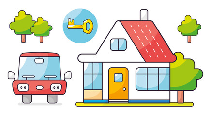 Obraz premium House, car and key