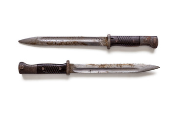 Two old, rusty, trophy bayonets from a German carbine