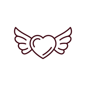 Isolated heart with wings icon line vector design