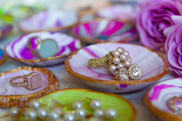 A Group of DIY Clay Jewelry Dishes on Display