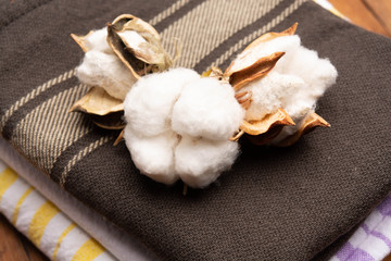 Soft natural fiber kitchen and bed textile made from organic cotton bolls