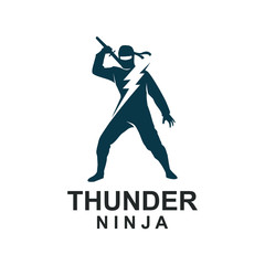 Ninja With Thunder Logo Design