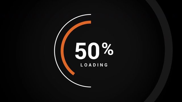 0-100% loading motion graphic on a dark background with circles displaying progress
