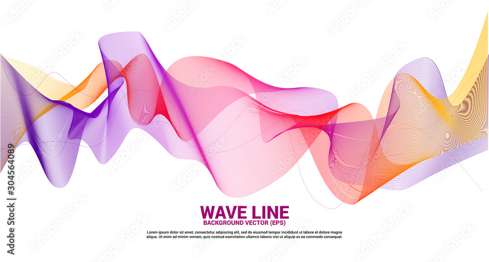 Aufkleber purple red Sound wave line curve on white background. Element for theme technology futuristic vector