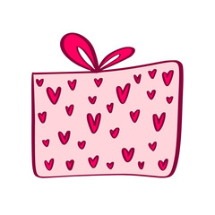 Pink gift box. Vector illustration. Giftbox cartoon icon.