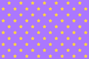 Fototapeta na wymiar Cute seamless pattern: yellow stars with rounded corners on lilac / purple background.