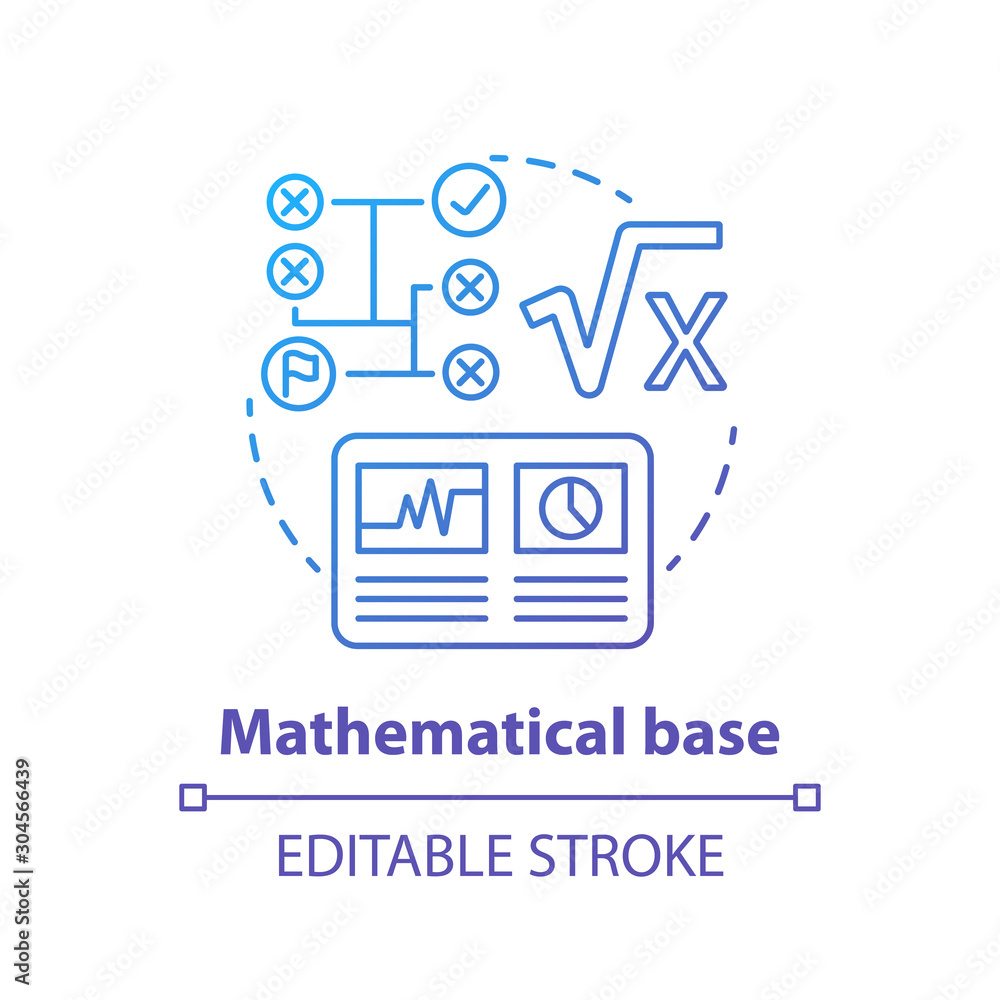 Poster mathematical base blue gradient concept icon. calculations idea thin line illustration. combination 