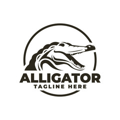 Alligator Crocodile Emblem Logo Vector Icon Illustration