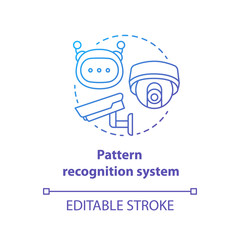 Pattern recognition system blue gradient concept icon. Robotic surveillance idea thin line illustration. Innovative cctv cameras. Future electronics. Vector isolated outline drawing. Editable stroke