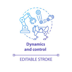 Dynamics and control blue gradient concept icon. Robotics motion system idea thin line illustration. Information technologies, innovative programming. Vector isolated outline drawing. Editable stroke