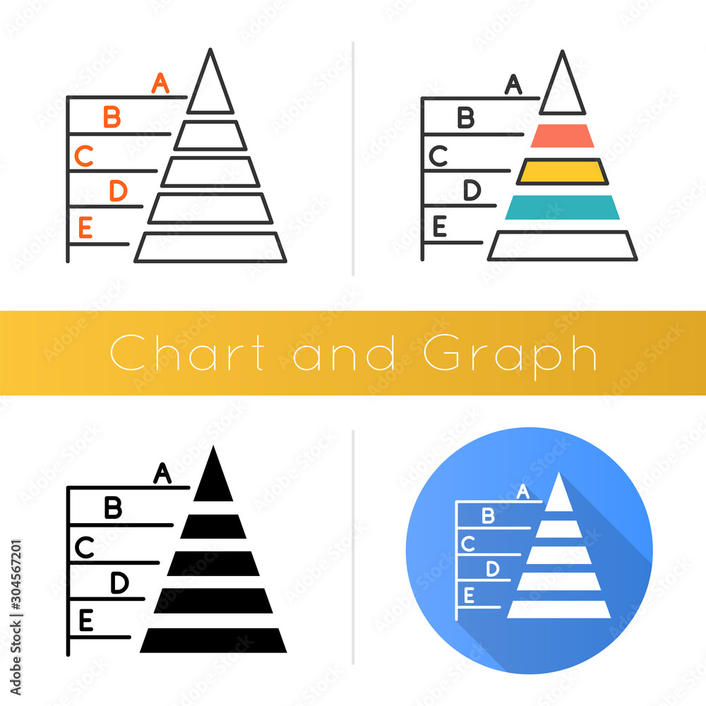 Poster pyramid graph icon. information hierarchy chart. business model visualization. economic presentation