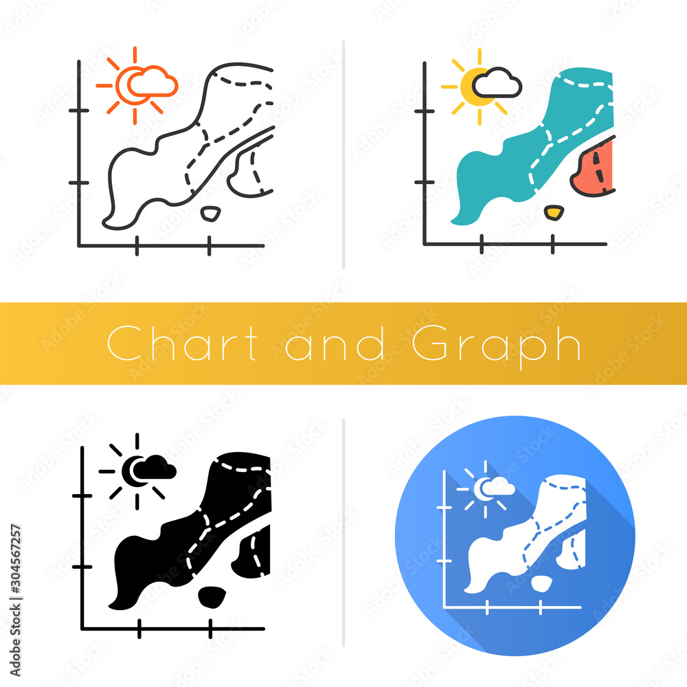 Poster temperature map icon. weather forecast. information graph, data chart. seismic activity. climate cha