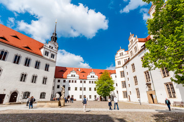 Obraz premium Stadt Torgau, Schloss Hartenfels, Elbe - Sachsen, Nordsachsen