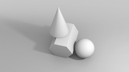 Fototapeta premium 3D Plaster Figures | Prism, Sphere, Cone