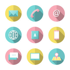 Contect icons set. paper cut icons contact.