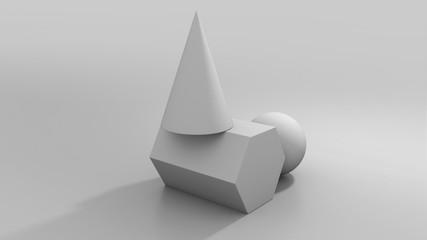 Fototapeta premium 3D Plaster Figures | Prism, Sphere, Cone