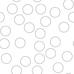 Seamless abstract pattern of black outline circles. Simple flat bubbles background. Vector wallpaper