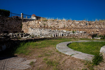 Ruins of the Tetraconch Church built in the court of the Hadrian Library in Athens city center