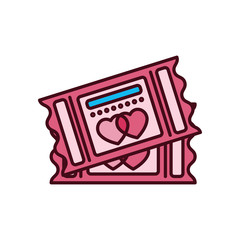 Isolated love tickets fill vector design