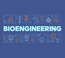 Bioengineering word concepts banner. Biotechnology. Molecular biology, biomedical engineering. Presentation, website. Isolated lettering typography idea with linear icons. Vector outline illustration