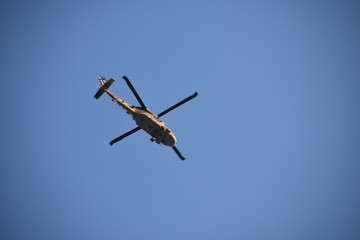 Helicopter in flight
