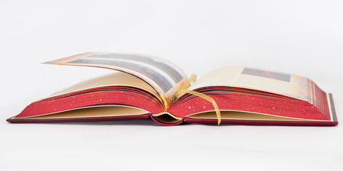Isolated opened book with red pages