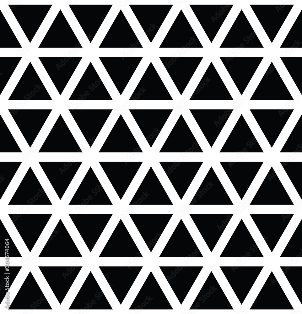 Poster seamless geometric pattern of isometric triangles. abstract vector background in black and white