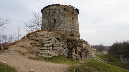Temples of the Pskov architectural school..The complex of fortifications of Okolny city,.The rattle...
