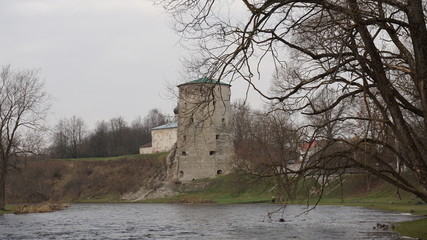 Temples of the Pskov architectural school..The complex of fortifications of Okolny city,.The rattle...