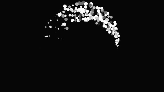 Abstract cluster of large and small brilliant white dots rotating on the circle. Animation. Delightful abstract animation of beautiful bright particles